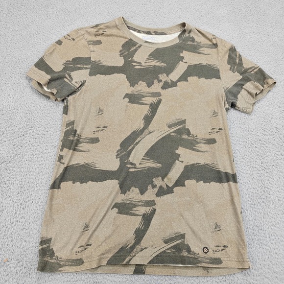 Stance Shirt Mens Medium Tan Green Camo Abstract Print Crew Tee Butter Blend - Picture 1 of 10